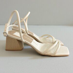 NWT DOLCE VITA Marcy Ankle Wrap Block Heel Sandals Ivory Stella
